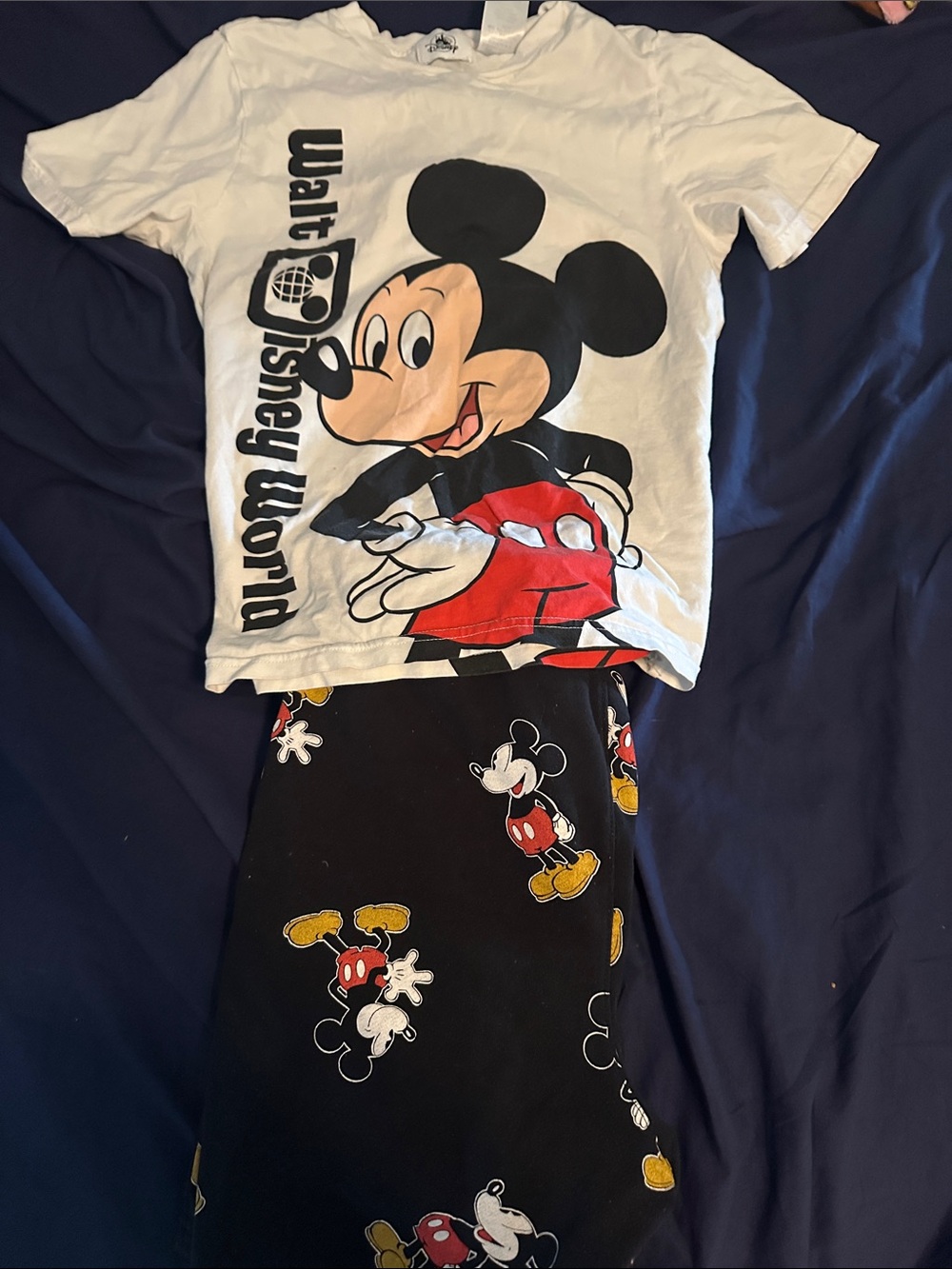 Disney White and Black Mickey Mouse Kids short set fit like 10/12